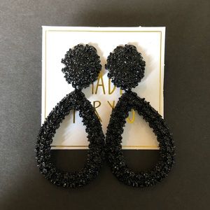 Textured Black Earrings
